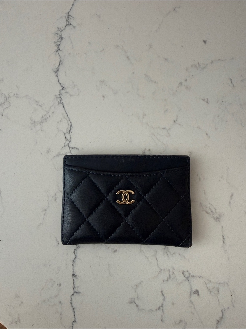 Quilted Card Case with Gold CC